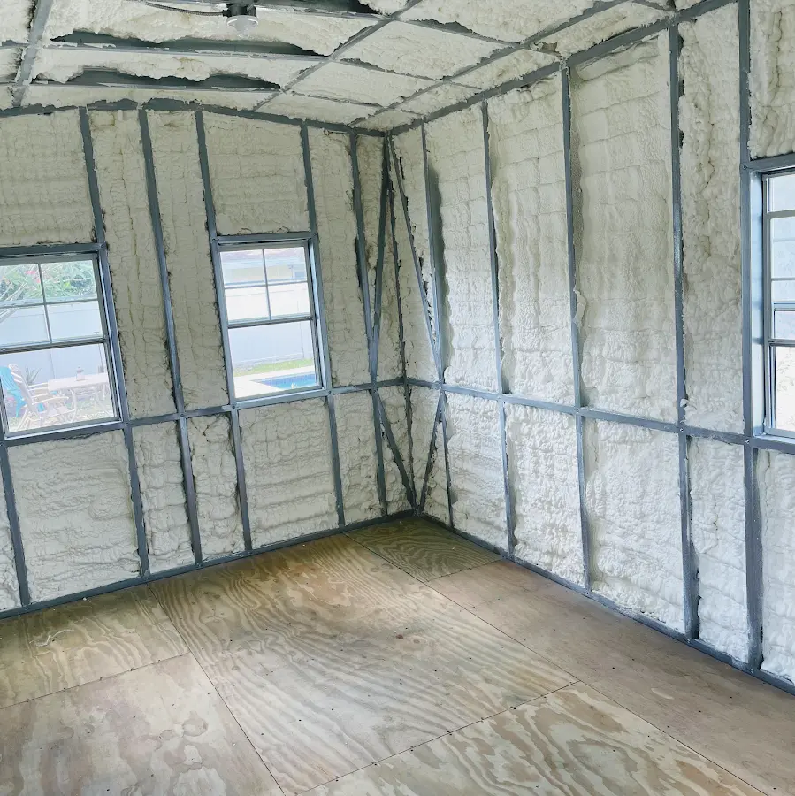 Closed-cell spray foam insulation applied to wall cavities in a residential project in East Hemet