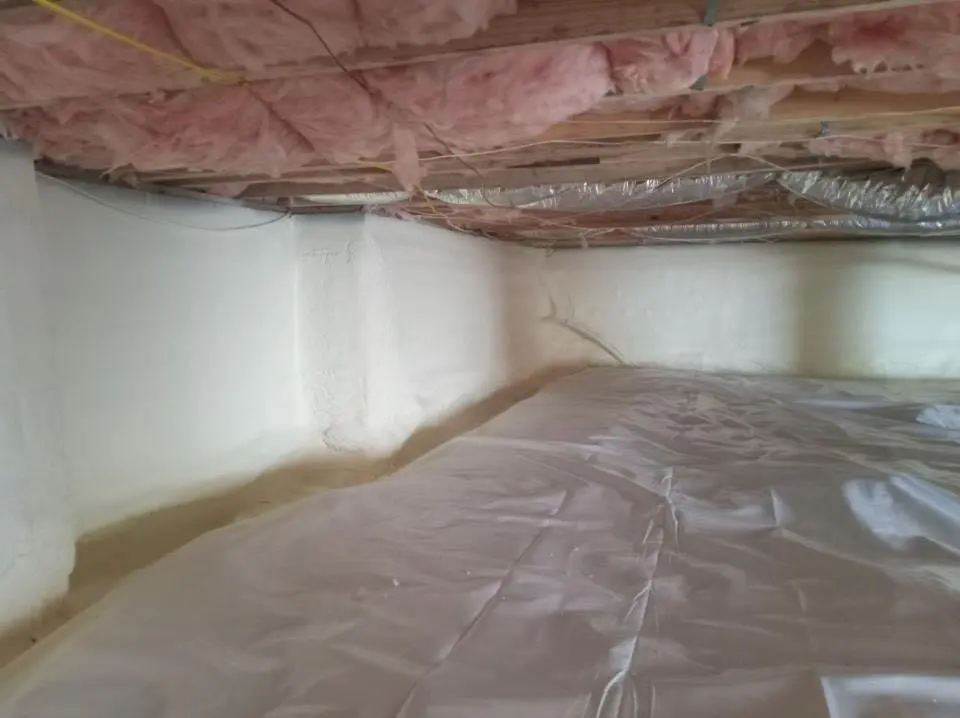 Crawl space encapsulation with closed-cell spray foam for Commercial Roof Restoration in East Hemet